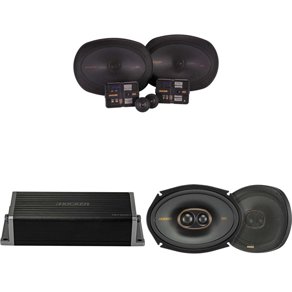 KICKER 47KEY2004 4-Channel DSP Smart Amp w/ 51KSS 6x9 & 6x9 3-Way Audio Upgrade Bundle