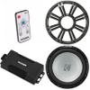 Kicker 48PXA6001 Weatherproof Powersport Mono Amp & 12" 4 Ohm Free-Air Marine Subwoofer (Charcoal Grill) Includes LED Remote view 1