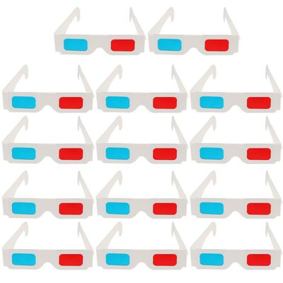jojofuny 60pcs Disposable Anaglyph Glasses Paper Frame for Movies Games Photos Red-Blue Viewing for Home Theater Entertainment