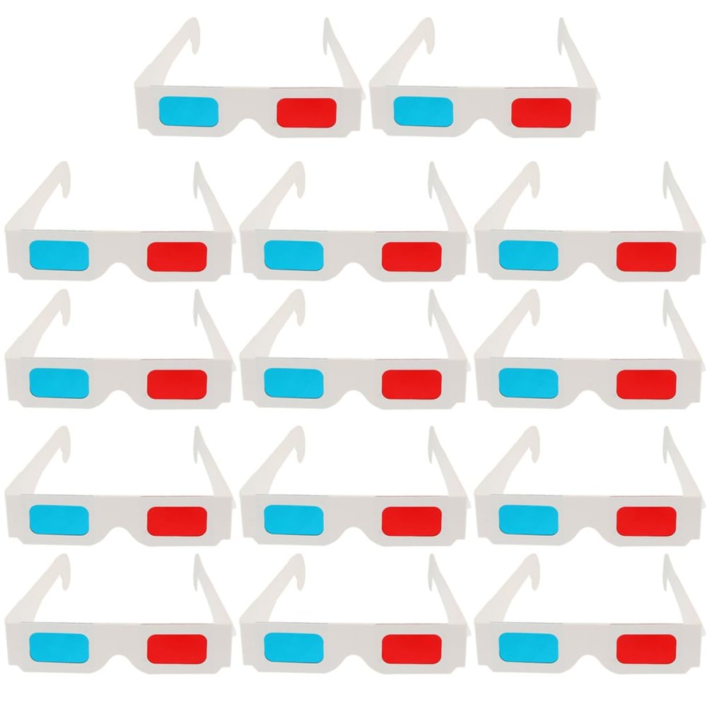 jojofuny 60pcs Disposable Anaglyph Glasses Paper Frame for Movies Games Photos Red-Blue Viewing for Home Theater Entertainment