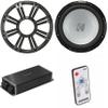 Kicker Marine KPX500.1 Powersports Amp & 12" Free Air 2 Ohm (Charcoal Grill) Subwoofer Audio Upgrade, Includes LED Remote view 1
