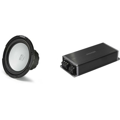 Kicker Marine KPX500.1 Powersports Amp & 10" Free Air 4 Ohm Subwoofer Audio Upgrade