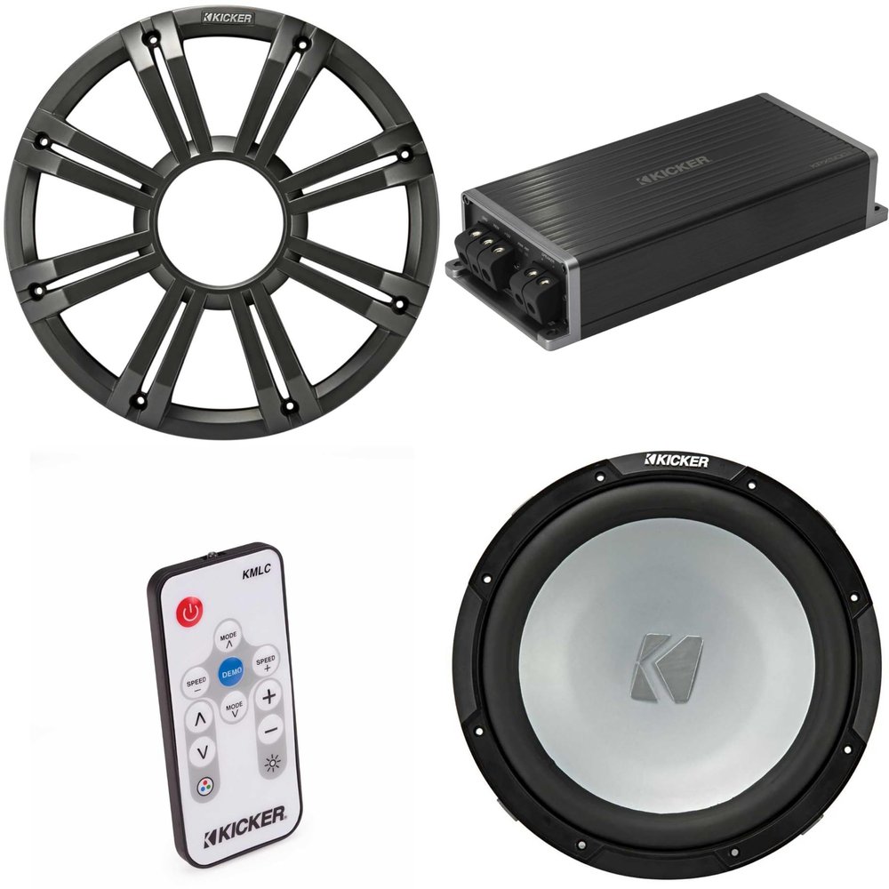Kicker KPX500.1 Amp 12 in 4 Ohm Subwoofer Bundle