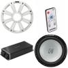 Kicker Marine KPX500.1 Powersports Amp & 12" 2 Ohm (White Grill) Subwoofer Audio Upgrade, Includes LED Remote view 1