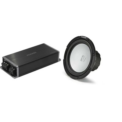 Kicker Marine KPX500.1 Powersports Amp & 10" 2 Ohm Subwoofer Audio Upgrade