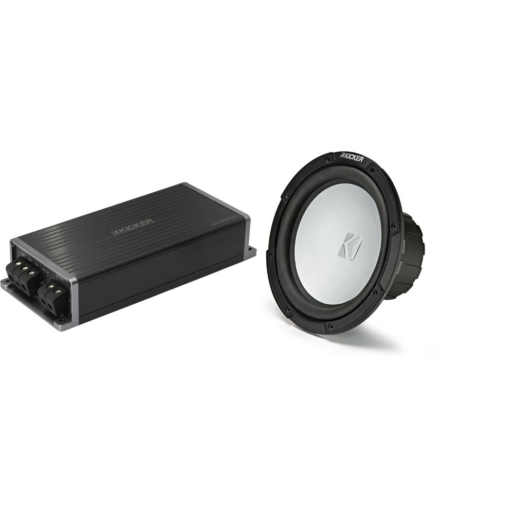 Kicker Marine KPX500.1 Powersports Amp & 10" 2 Ohm Subwoofer Audio Upgrade
