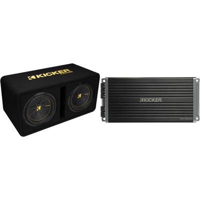 KICKER Key500.1 Smart Mono Amp & Dual 10" 50DCWC102 Vented Enclosure Bundle