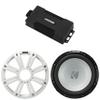 Kicker 48PXA6001 Weatherproof Powersport Mono Amp & 12" 2 Ohm Marine Subwoofer (White Grill) view 1
