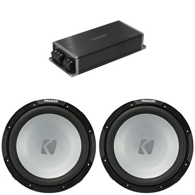Kicker KPX500.1 Powersports Amp 2-Sub 12 in 4-Ohm Bundle