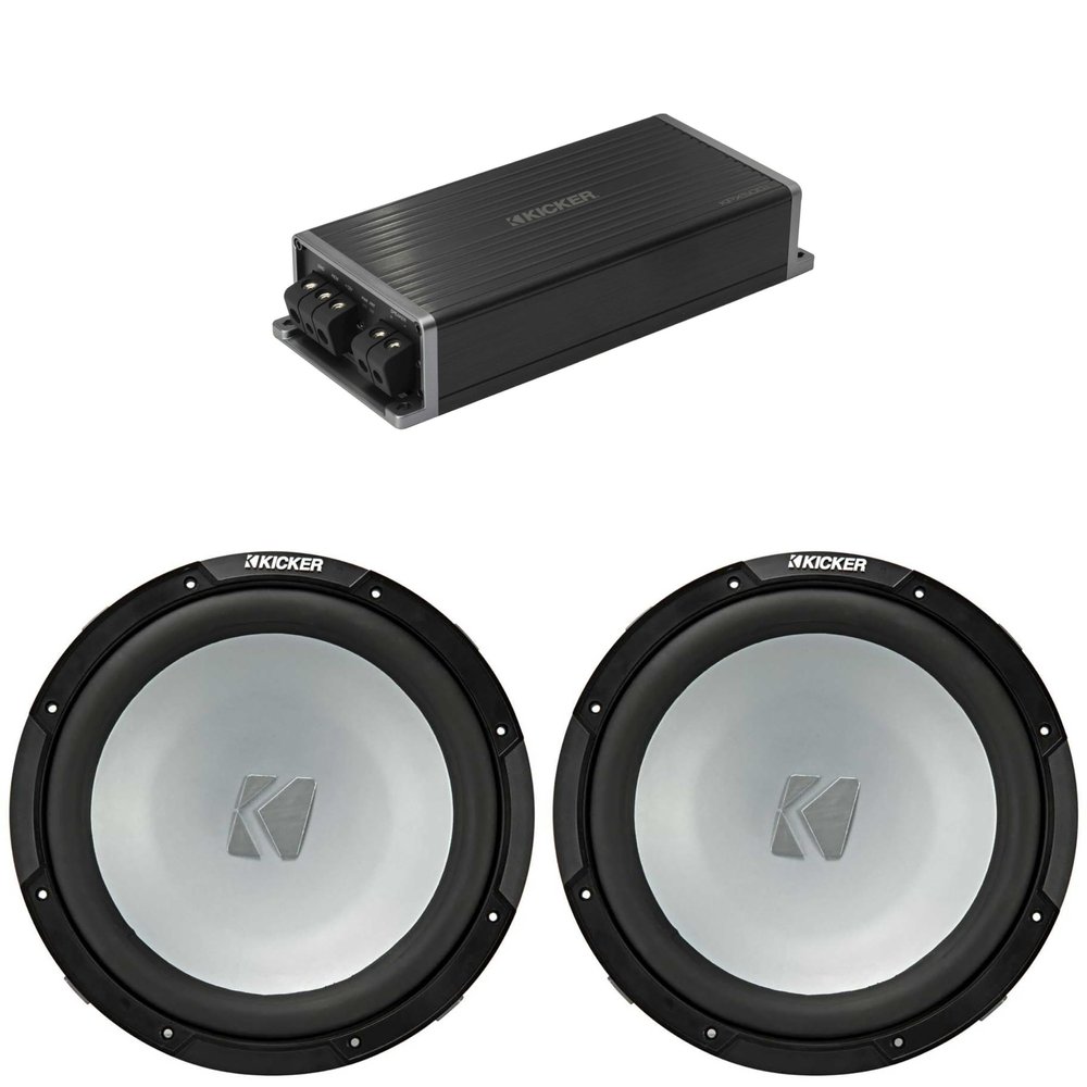 Kicker KPX500.1 Powersports Amp 2-Sub 12 in 4-Ohm Bundle
