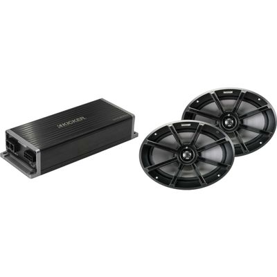 KICKER Marine KPX300.4 Powersports & Motorcycle Amp & 6x9 Speakers (4 Ohm)