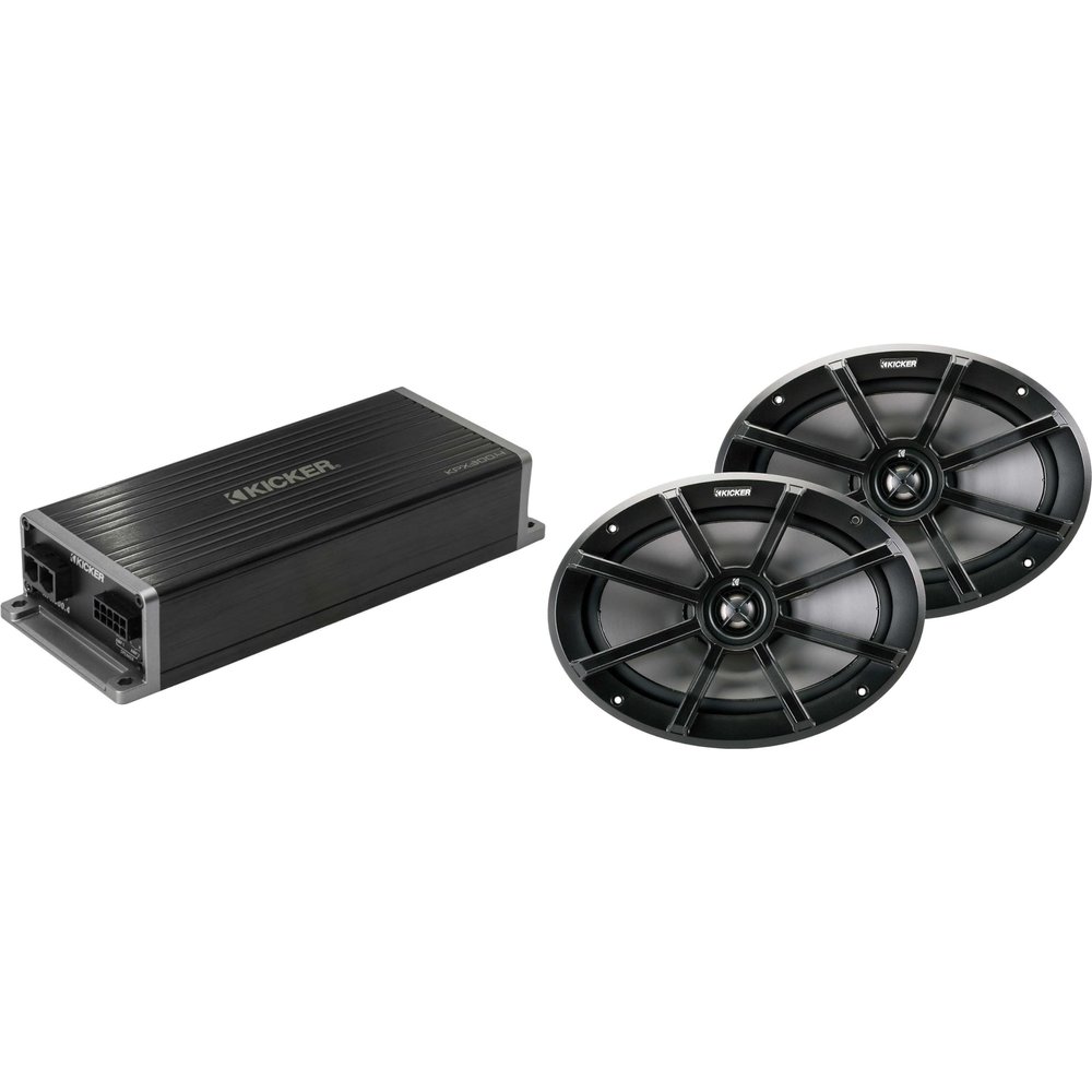 KICKER Marine KPX300.4 Powersports & Motorcycle Amp & 6x9 Speakers (4 Ohm)