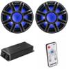 Kicker Marine KPX500.1 Powersports Amp & (2) 12" 4 Ohm Premium Marine Free-Air Subwoofer (Charcoal Grill) Includes LED Remote view 1