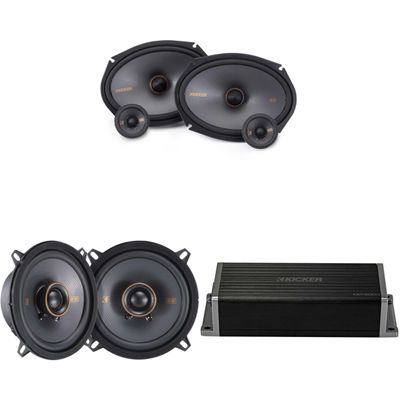 KICKER 47KEY2004 4-Channel DSP Smart Amp w/ 51KSS 2-Way 6x9 & 5.25" Audio Upgrade Bundle
