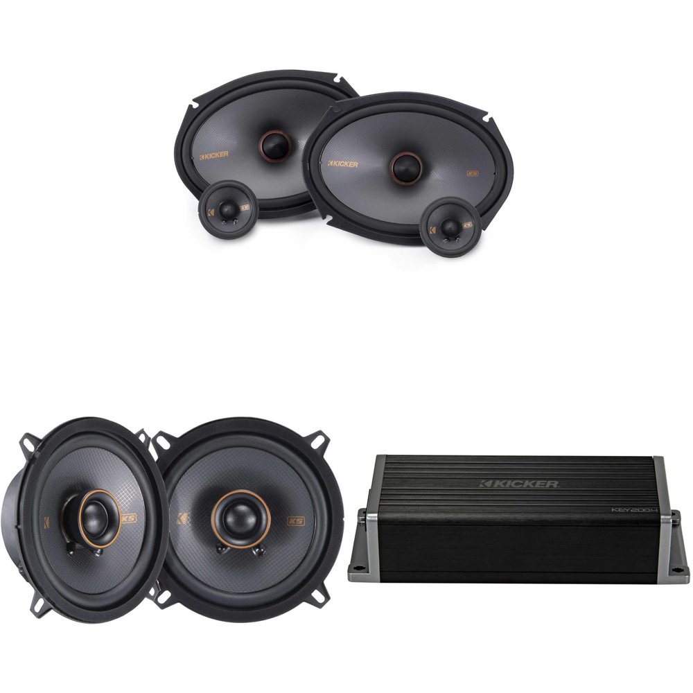 KICKER 47KEY2004 4-Channel DSP Smart Amp w/ 51KSS 2-Way 6x9 & 5.25" Audio Upgrade Bundle