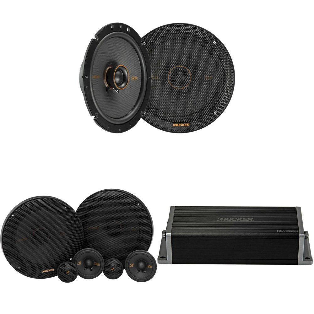 KICKER 47KEY2004 4-Channel DSP Smart Amp w/ 51KSS 6.5" 3-Way & 6.75" Audio Upgrade Bundle