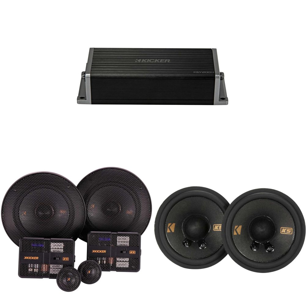 KICKER 47KEY2004 4-Channel DSP Smart Amp w/ 51KSS 5.25" & 2.75" Audio Upgrade Bundle