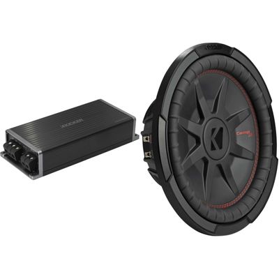 Kicker Marine KPX500.1 Powersports Amp & 12" CompRT DVC 4 Ohm. Subwoofer Audio Upgrade