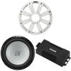 KICKER 48PXA6001 Mono Amp 12" 4 Ohm Marine Subwoofer Bundle - White view 1