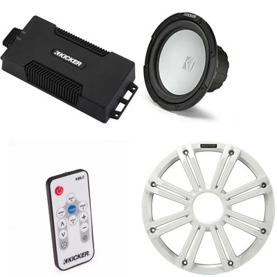 KICKER 48PXA6001 10 in 2 Ohm Marine Subwoofer Amp Bundle