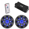 Kicker 48PXA6001 Weatherproof Powersport Mono Amp & (2) 10" 4 Ohm Premium Marine Free-Air Subwoofer (Charcoal Grill) Includes LED Remote view 1