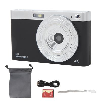 2.88in 50MP IPS Digital Camera with 4K Video 16X Zoom Anti Shake Function Small Portable Vlog Camera for Travel Party Shooting (Black)