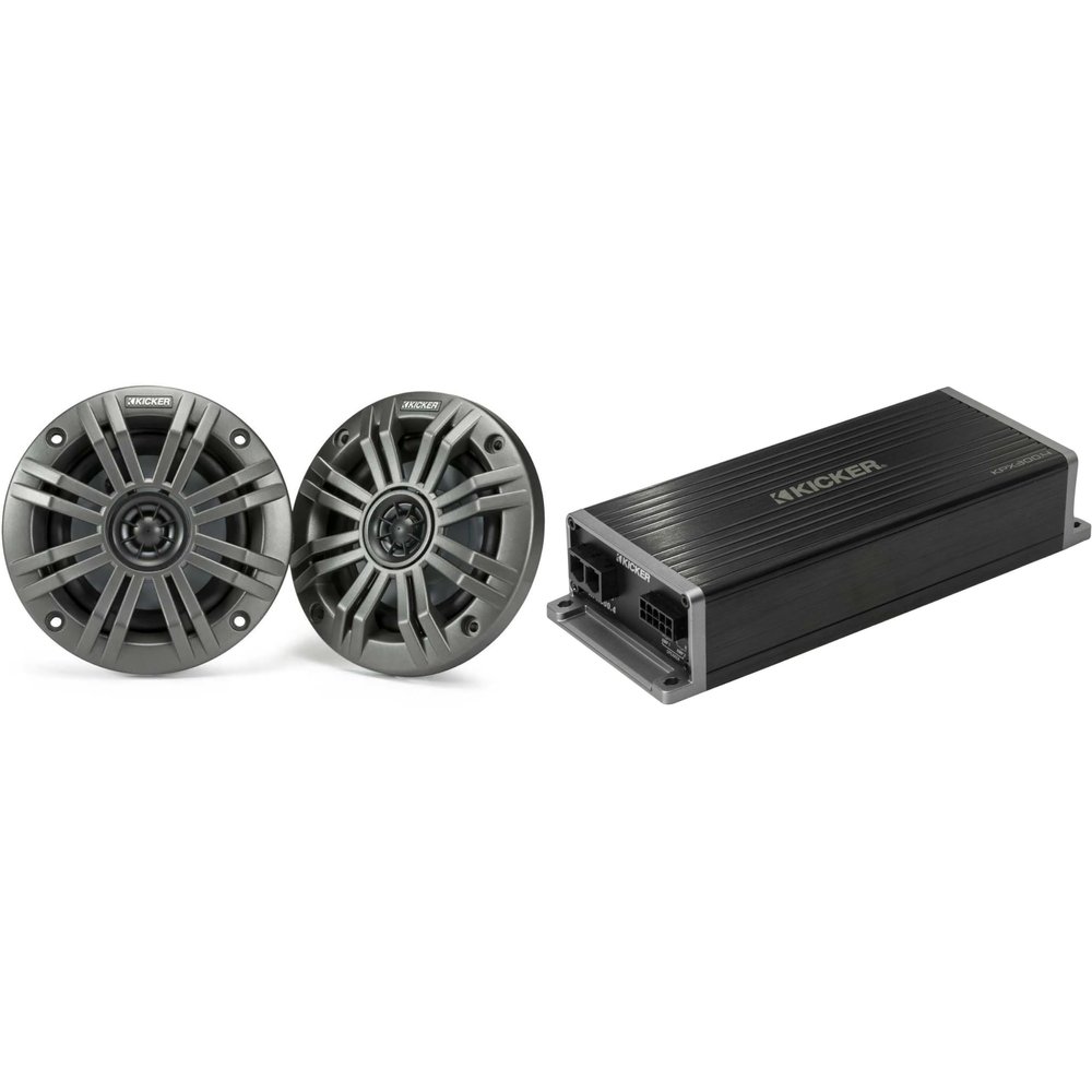 Kicker Marine KPX300.4 Powersports Amp & 4" Marine Speakers (2 Ohm)