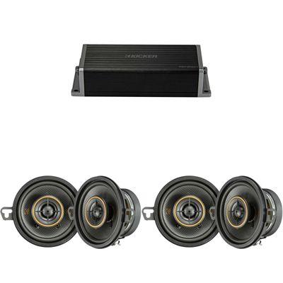 Kicker 47KEY2004 4-Channel DSP Smart Amp w/ (2) 51KSC3504 3.5" Audio Upgrade Bundle