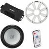 Kicker 48PXA6001 Weatherproof Powersport Mono Amp & 12" 2 Ohm Marine Subwoofer (White Grill) Includes LED Remote view 1