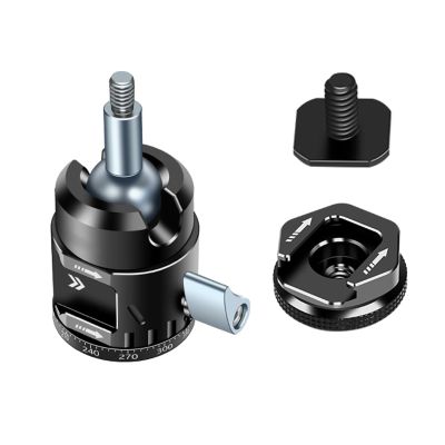 360 Degree Rotatable Tripod Head Lightweight 1/4inch Hotshoe Mount Adapter for Multi Device in Various Setting
