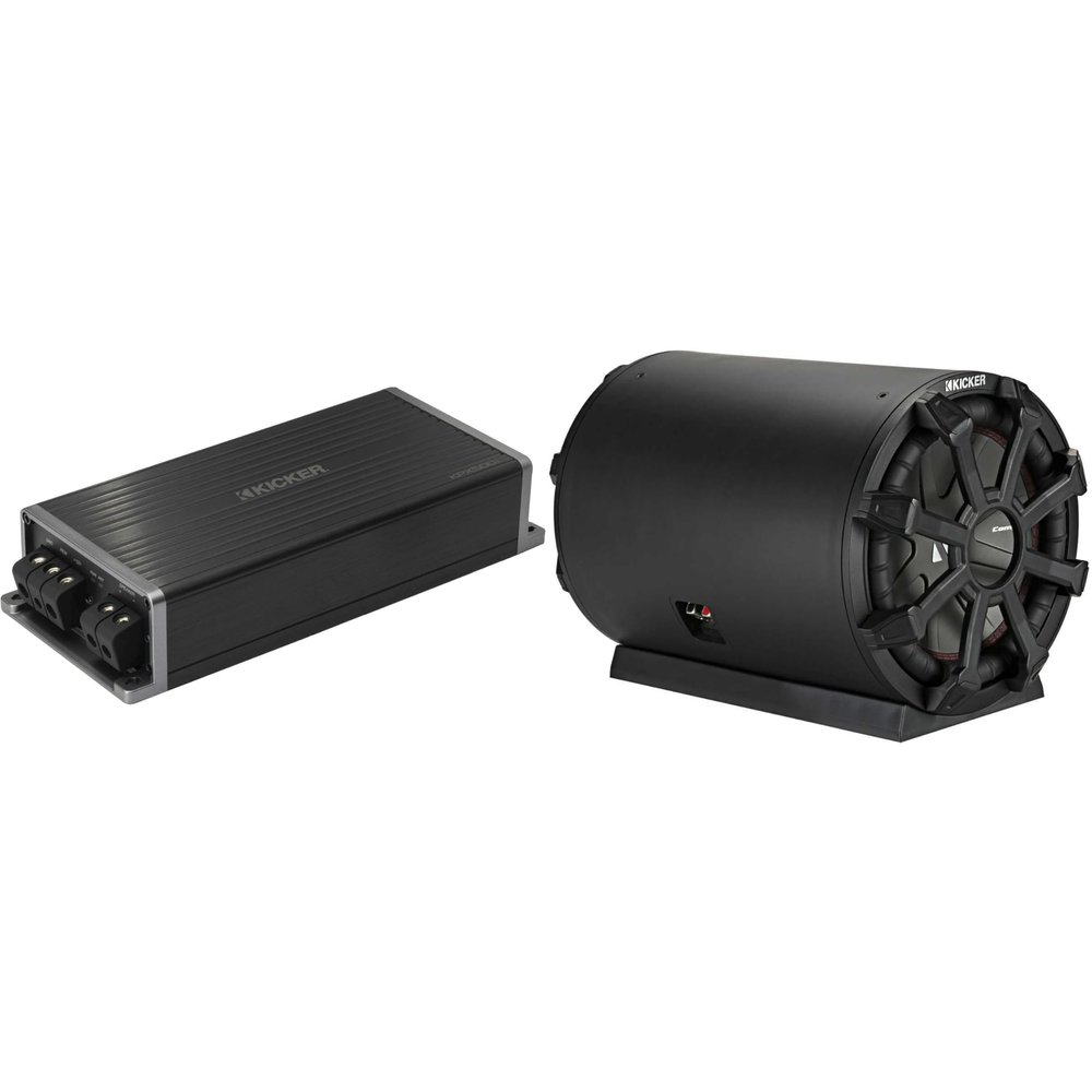 Kicker Marine KPX500.1 Powersports Amp & 10" TB Loaded Enclosure 4 Ohm Subwoofer Audio Upgrade
