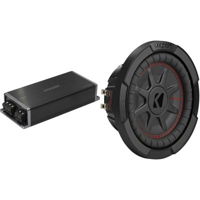 Kicker Marine KPX500.1 Powersports Amp & 8" CompRT DVC 2 Ohm. Subwoofer Audio Upgrade