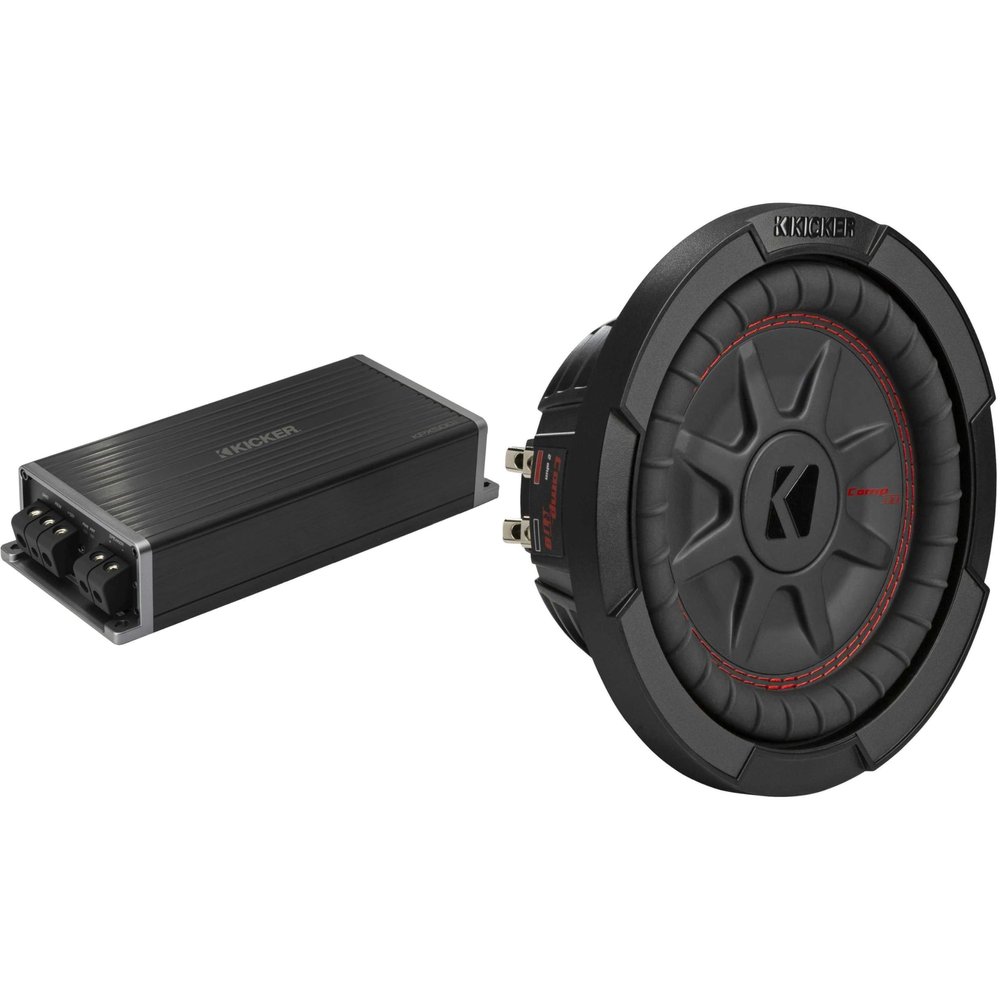 Kicker Marine KPX500.1 Powersports Amp & 8" CompRT DVC 2 Ohm. Subwoofer Audio Upgrade