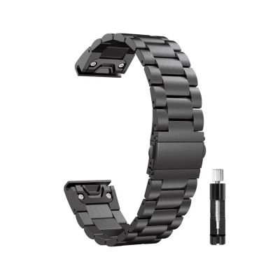 20mm 22mm 26mm Stainless Steel Strap for Garmin Fenix 8 7 Pro 7X 6 6X 5X 8X Plus Quick Fit Metal Watchband Accessories(Black,20mm)