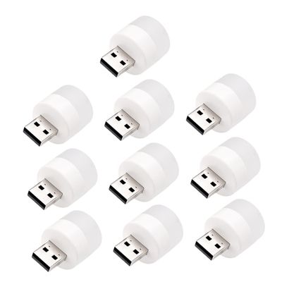 ARTIBETTER 10pcs USB Night Light Mini Portable LED Desk Lamp Eye-Caring USB Light for Dormitory and Travel Adjustable Brightness for Bedrooms and Vehicles