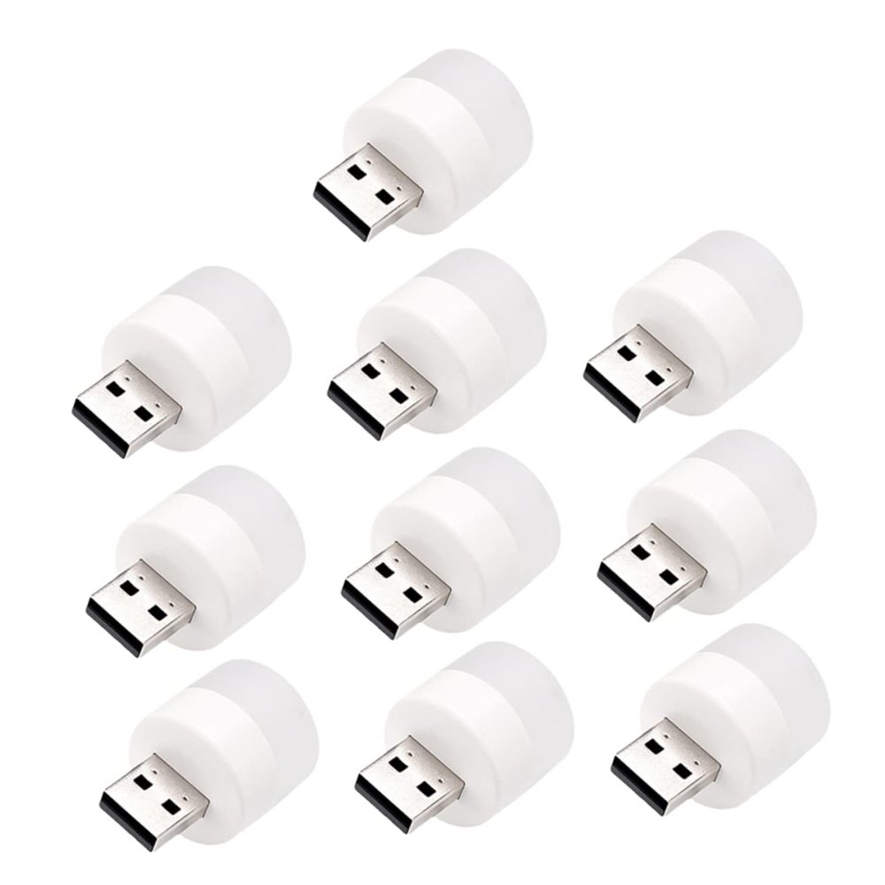 ARTIBETTER 10pcs USB Night Light Mini Portable LED Desk Lamp Eye-Caring USB Light for Dormitory and Travel Adjustable Brightness for Bedrooms and Vehicles