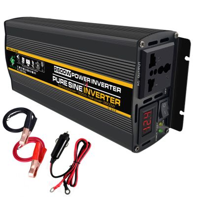 2000W Pure Sine Wave Inverter for Truck/Rv - DC 12/24V to 110/220V AC Car Converter with LCD Display - 2600W Power Inverter