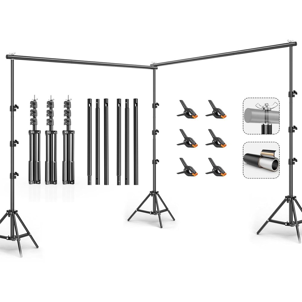 10x20FT Backdrop Support Stand for PhotographyAdjustable Width & Length Backdrop Stand Background Support System Kit for Photo Video Studio Shooting, Party, Outdoor, Wedding