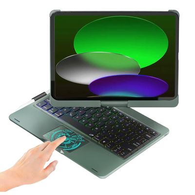 BABG for iPad 10th 11th (A16) Case with Keyboard&iPad Air 11(M4,M3,M2),360Swivel,7 Use Modes,Rainbow Backlight Keyboard for iPad Pro 11(1st/2nd/3rd/4th Gen)&iPad Air 5th/Air 4th- Green