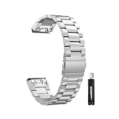 20mm 22mm 26mm Stainless Steel Strap for Garmin Fenix 8 7 Pro 7X 6 6X 5X 8X Plus Quick Fit Metal Watchband Accessories(Silver,26mm Fenix 6X 6X Pro)