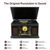 FEKTIK Bluetooth Record Player 10 in 1,FEKTIK 3-Speed Turntable for Vinyl with Speakers, LP to MP3 Converter, CD, Cassette Player, FM Radio, Wireless Streaming | Black view 2