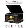 FEKTIK Bluetooth Record Player 10 in 1,FEKTIK 3-Speed Turntable for Vinyl with Speakers, LP to MP3 Converter, CD, Cassette Player, FM Radio, Wireless Streaming | Black view 3