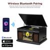 FEKTIK Bluetooth Record Player 10 in 1,FEKTIK 3-Speed Turntable for Vinyl with Speakers, LP to MP3 Converter, CD, Cassette Player, FM Radio, Wireless Streaming | Black view 4