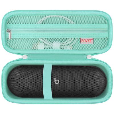 BOVKE Carrying Case for Beats Pill - Portable Bluetooth Speaker, New Beats Pill Wireless Speaker Travel Holder Bag with Extra Mesh Pocket for Charging Cables, Accessories, Green