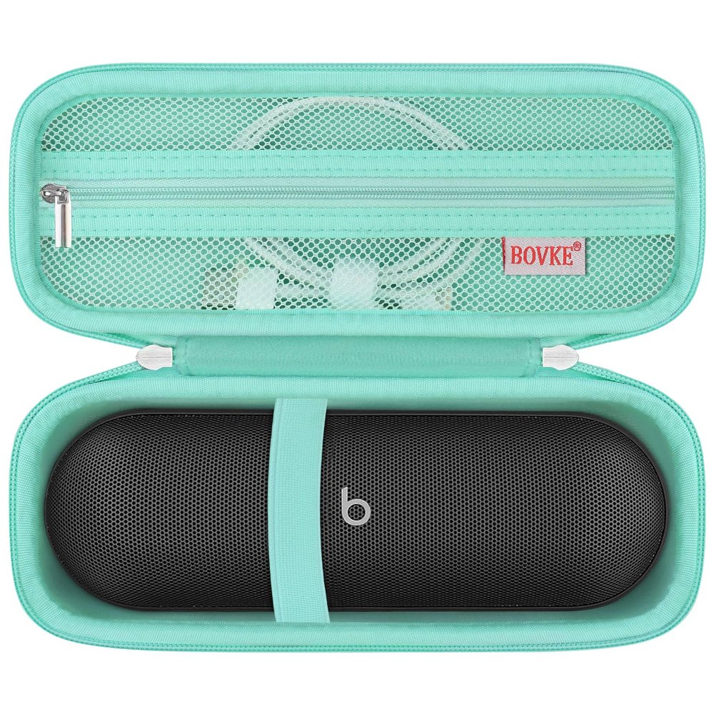 BOVKE Carrying Case for Beats Pill - Portable Bluetooth Speaker, New Beats Pill Wireless Speaker Travel Holder Bag with Extra Mesh Pocket for Charging Cables, Accessories, Green