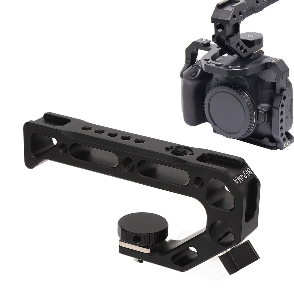 Camera Top Handle with Locating Mount Cold Shoe, Video Stabilizing Rig Handle Grip with 1/4 3/8in Thread Hole, Camera Cage Top Handle for Mirrorless Camera
