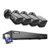 ANNKE 1080P Security Camera System, 8CH 4K DVR with AI Human & Vehicle Detection, 4x 2MP IP67 Wired Black Bullet Cams, Compatible with Alexa, Easy Remote View for Home & Business Surveillance, 6TB HDD view 1