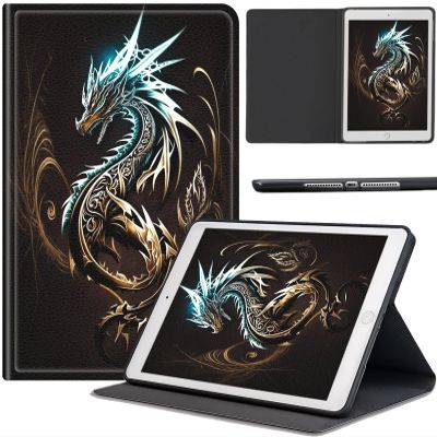 AIRWEE Case for Samsung Galaxy Tab S10 Lite / S10 FE / S9 FE 10.9-Inch, Slim PU Leather Multiple-Angles Stand Full-Body Cover with Auto Wake/Sleep for Galaxy Tab 10.9", Golden Glitter Dragon