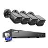 ANNKE 1080P Security Camera System, 8CH 4K DVR with AI Human & Vehicle Detection, 4x 2MP IP67 Wired Black Bullet Cams, Compatible with Alexa, Easy Remote View for Home & Business Surveillance, 1TB HDD view 1
