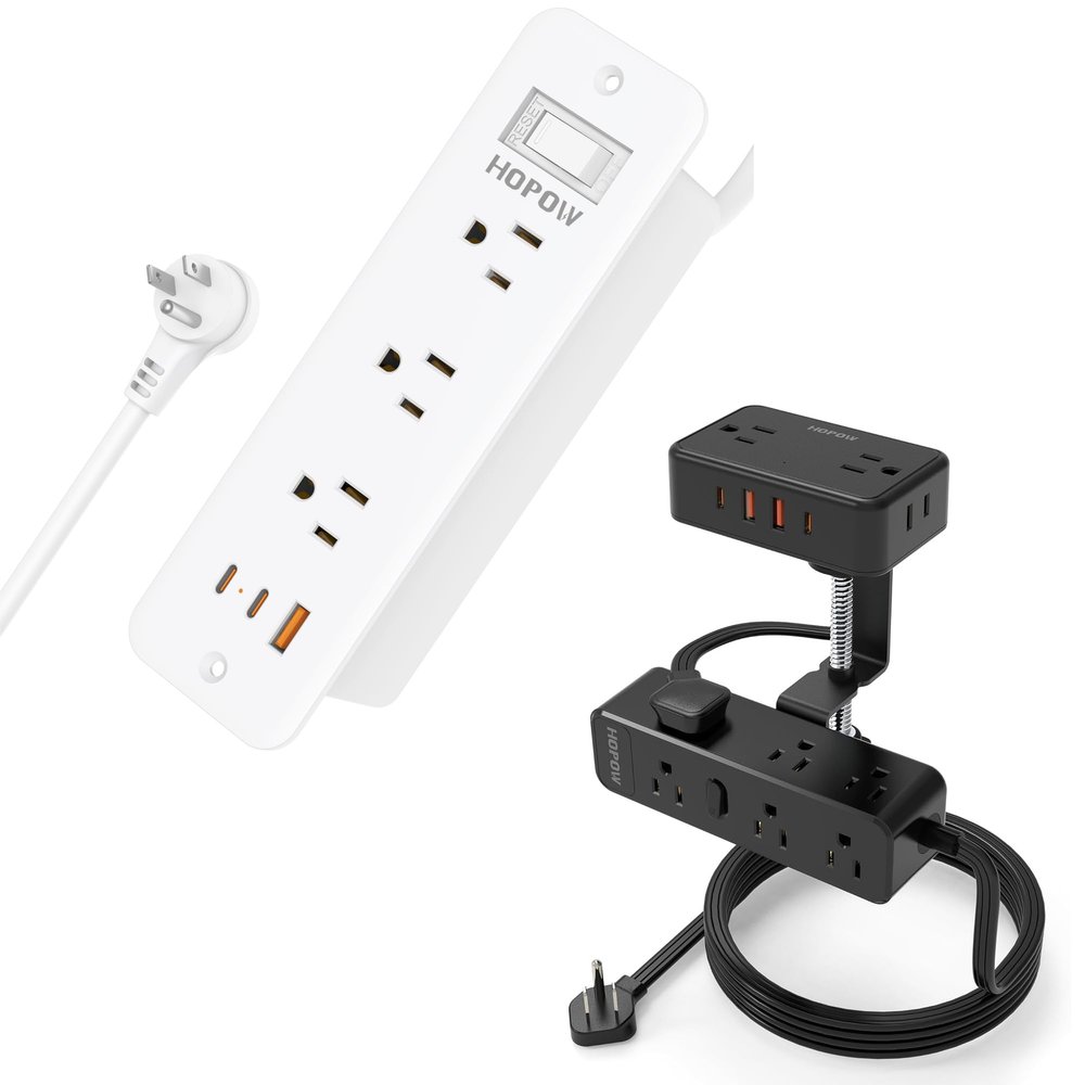 10 Ft Desk Clamp Power Strip (1700 Joules), Recessed Power Strip with 6 Outlets 5 USB Ports (3 USB C)